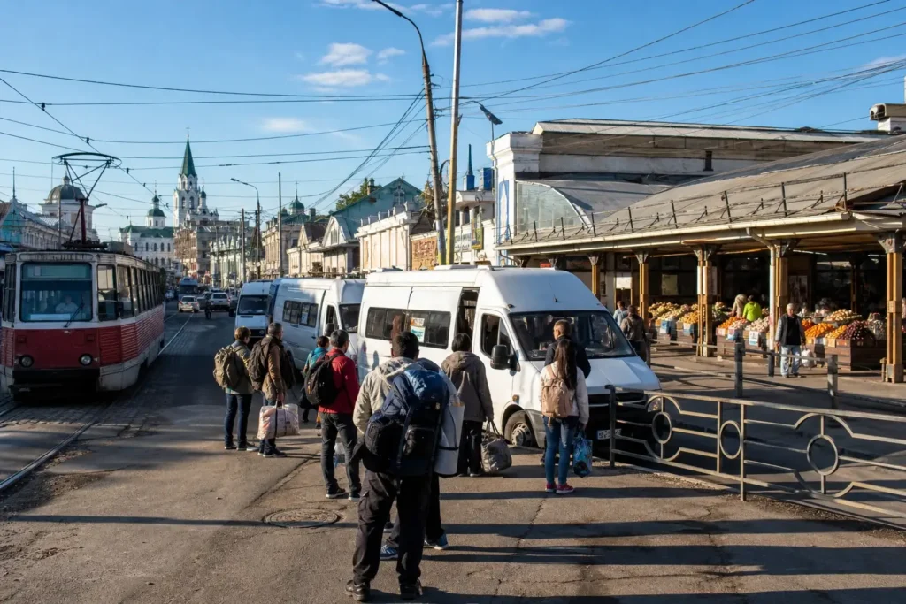 Central Market Transport Hub, Irkutsk: Minibuses, Trams, Baikal
