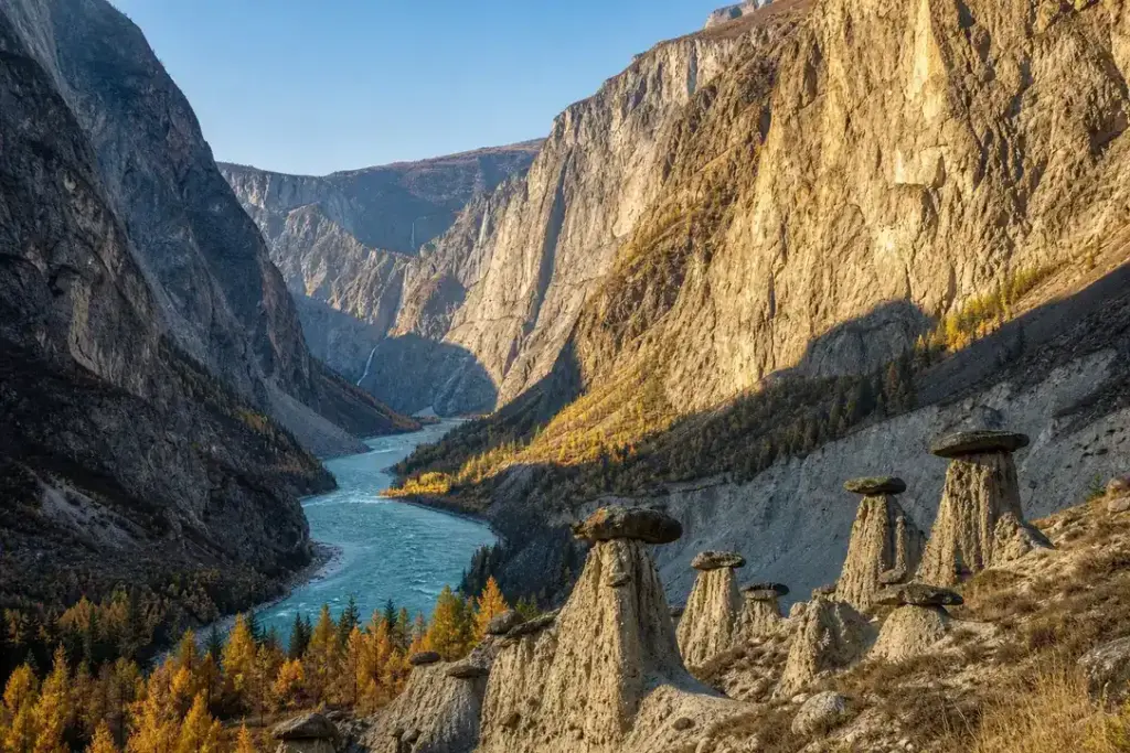 Chulyshman Valley: Remote Altai Canyon, Stone Formations and Waterfalls