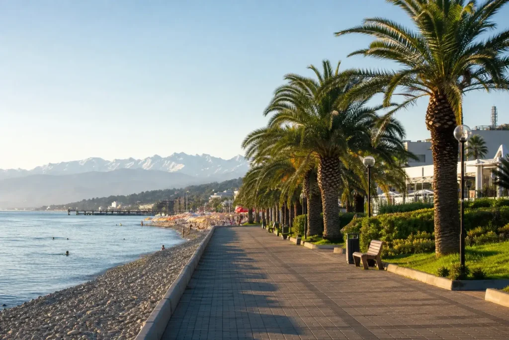 Coastal Promenade Walk, Sochi: A Black Sea Stroll and Local Atmosphere