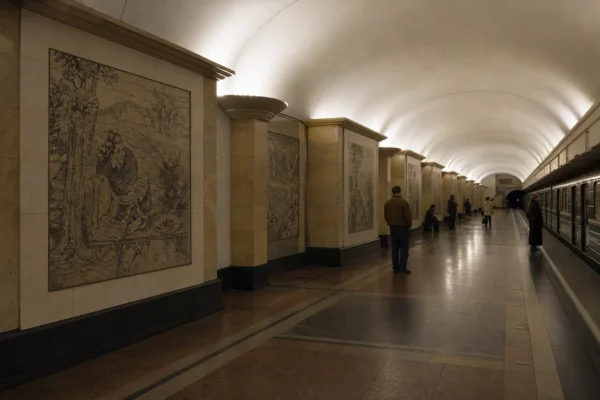 Dostoevskaya Metro Station, Saint Petersburg: Novel-Themed Hall