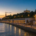 Evening Embankment and City Lights, Volgograd: A Riverside Walk Through War and River Views