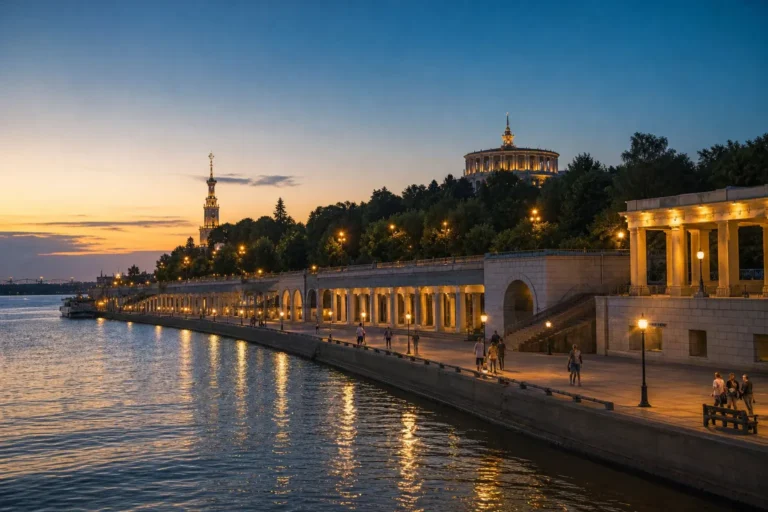 Evening Embankment and City Lights, Volgograd: A Riverside Walk Through War and River Views 9