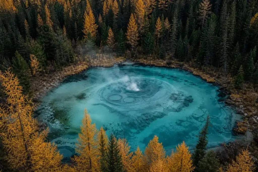 Geyser Lake: Turquoise Thermal Lake in the Altai Mountains