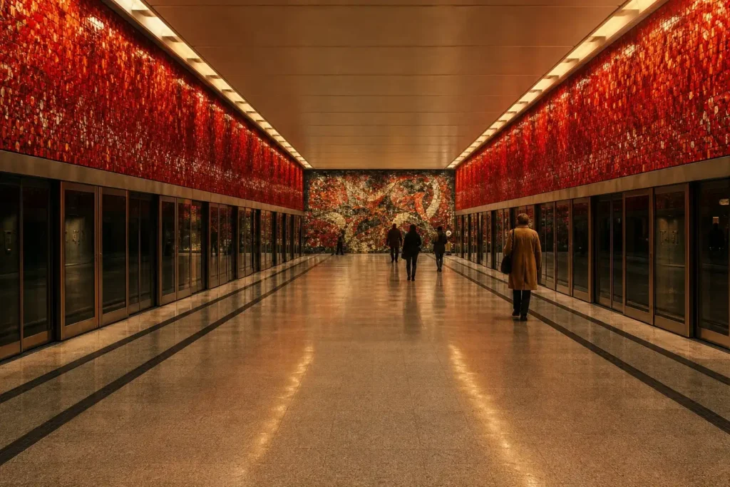 Mayakovskaya Metro Station, Saint Petersburg: Red Smalt Hall