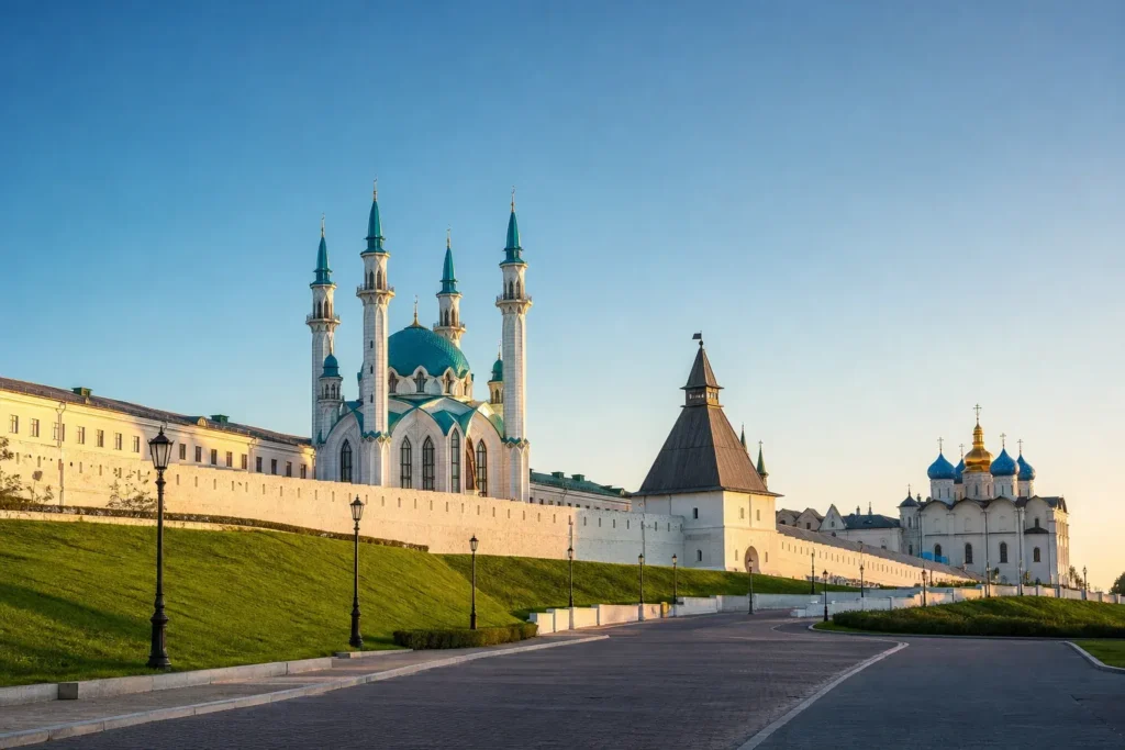 Kul Sharif Mosque and Annunciation Cathedral within the historic Kazan Kremlin