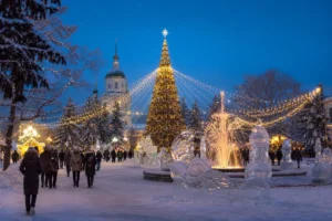 New Year Celebrations, Irkutsk: Tree, Ice Town and Fireworks
