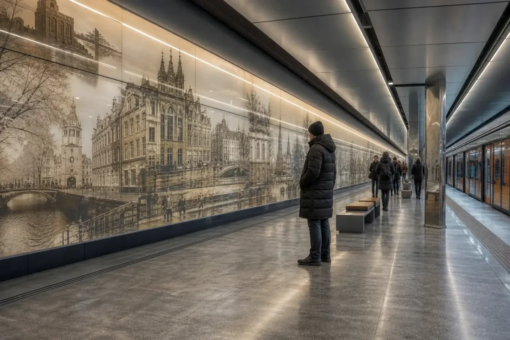 Obvodny Kanal Metro Station, Saint Petersburg: Canal Photo Panels