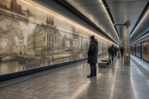 Obvodny Kanal Metro Station, Saint Petersburg: Canal Photo Panels