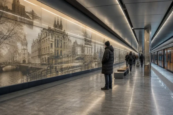 Obvodny Kanal Metro Station, Saint Petersburg: Canal Photo Panels