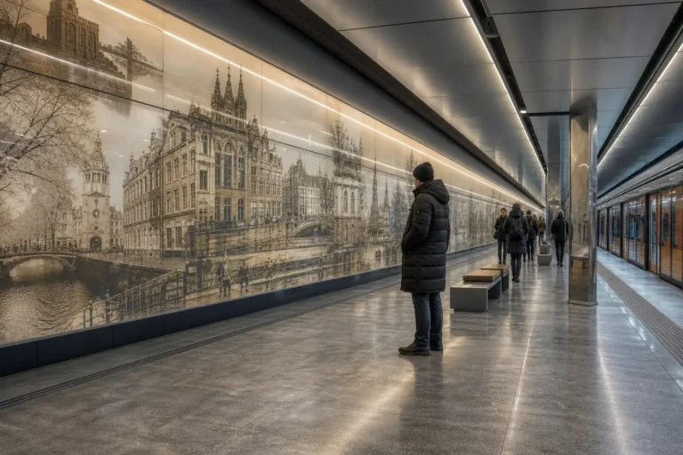 Obvodny Kanal Metro Station, Saint Petersburg: Canal Photo Panels