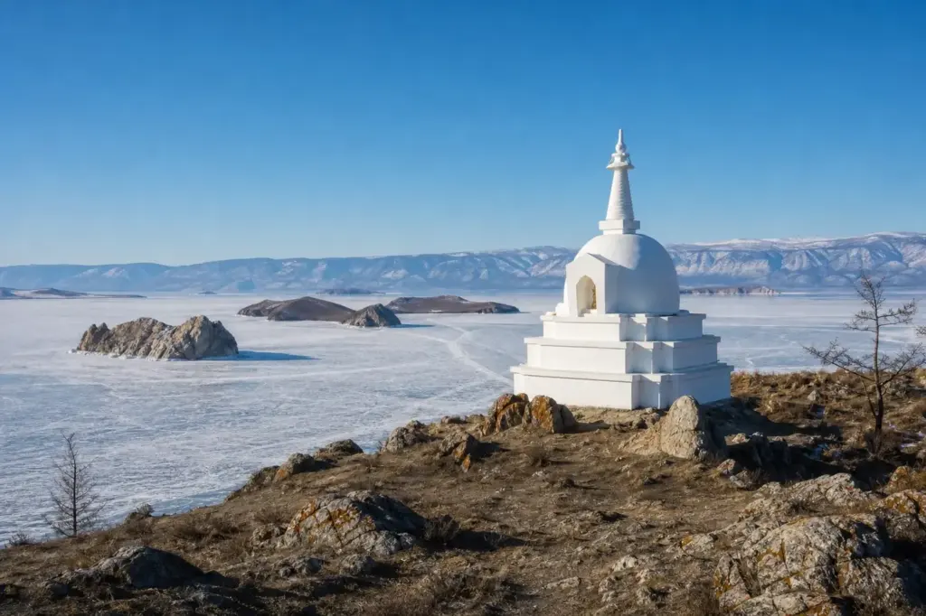 Ogoy Island: Buddhist Stupa and Lake Baikal's Sacred Landmark