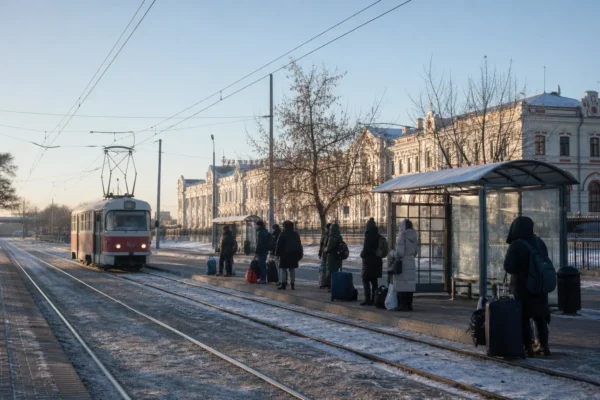 Railway Station Tram Stop, Irkutsk: Onward by Tram and Bus