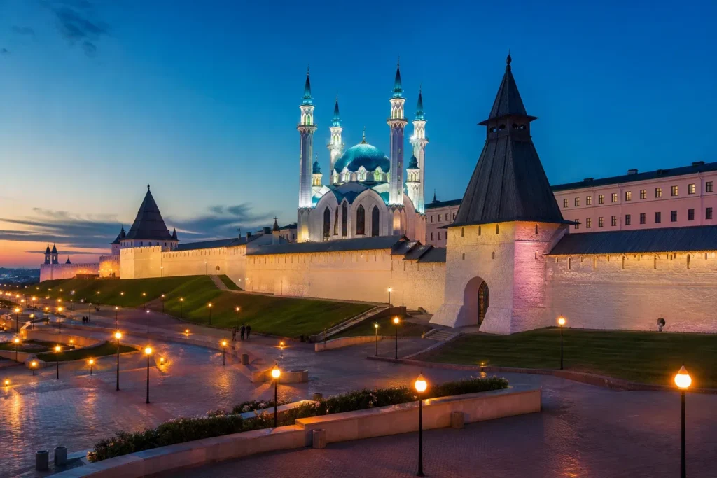 Romantic Evening in Kazan: Illuminated Kremlin, River Walk & Dinner